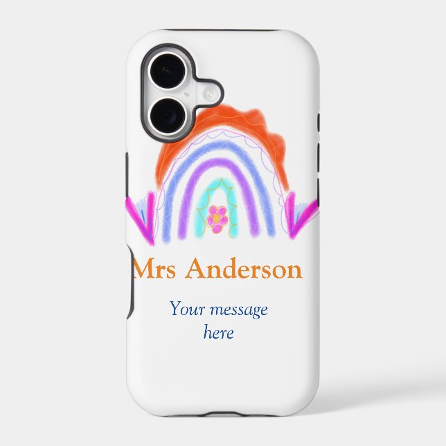 Your message e add text name rainbow teacher iphone case (Back)