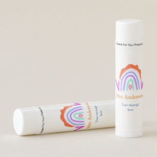 Your message e add text name rainbow teacher lip balm