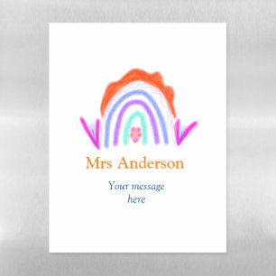 Your message e add text name rainbow teacher magnetic dry erase sheet