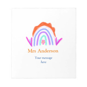 Your message e add text name rainbow teacher notepad