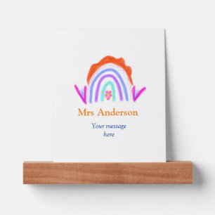 Your message e add text name rainbow teacher picture ledge
