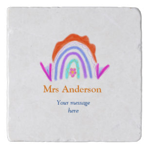 Your message e add text name rainbow teacher trivet