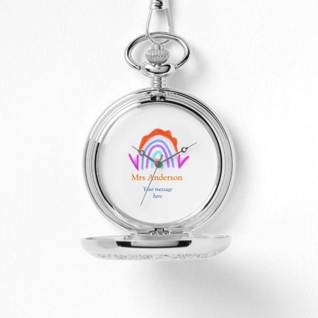 Your message e add text name rainbow teacher watch (Front)