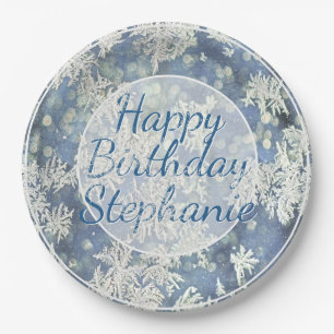 Your Message Frozen Frost Abstract Photo - Bokeh Paper Plates