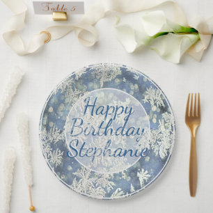Your Message Frozen Frost Abstract Photo - Bokeh Paper Plates