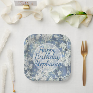 Your Message Frozen Frost Abstract Photo - Bokeh Paper Plates