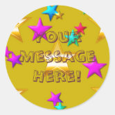 Custom Message Gold Star with Gold Glitter Texture Star Sticker | Zazzle