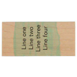 Your message here add text name monogram green  wood flash drive