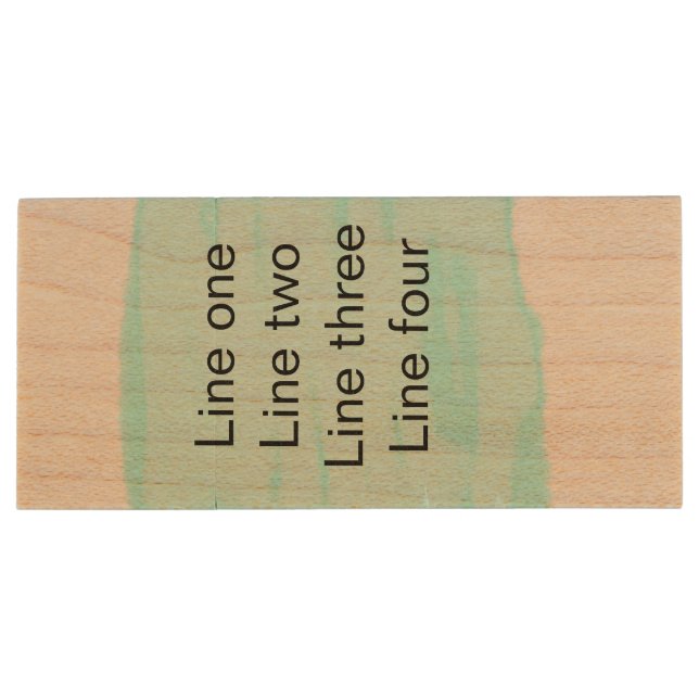 Your message here add text name monogram green  wood flash drive (Back)