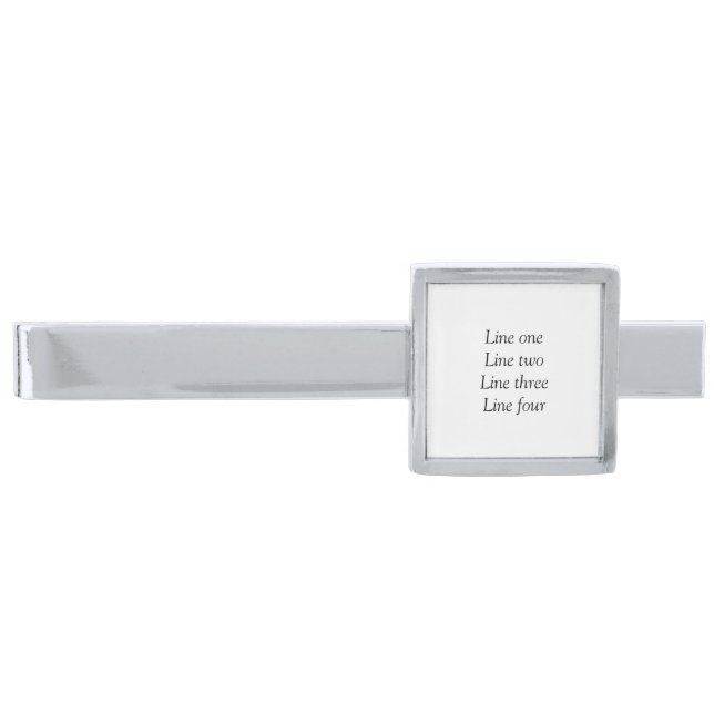 Your message here add text name monogram image quo silver finish tie bar (Front)