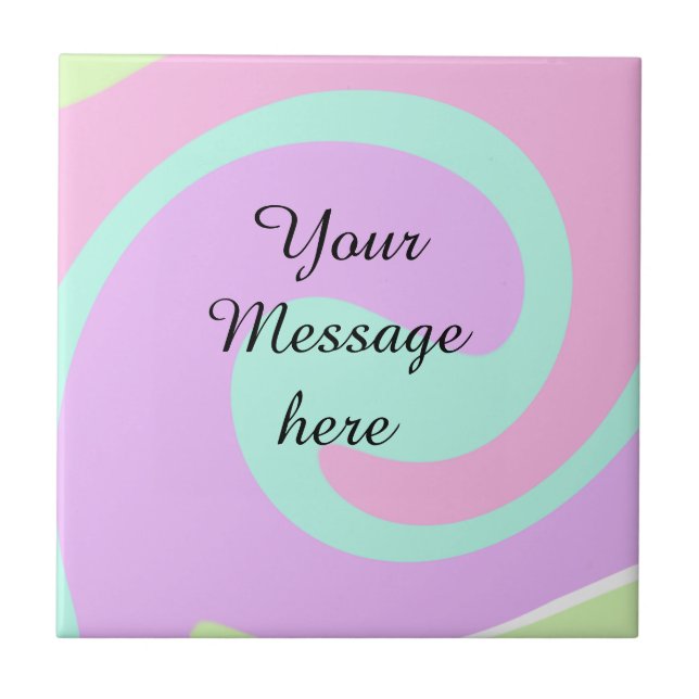 Your message here add text name monogram pink past ceramic tile (Front)