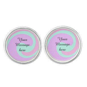 Your message here add text name monogram pink past cufflinks