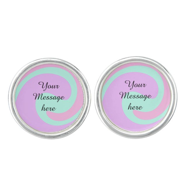 Your message here add text name monogram pink past cufflinks (Front)