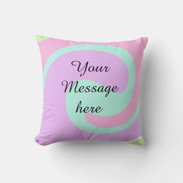Your message here add text name monogram pink past throw pillow (Front)