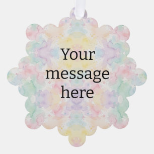 Your message here colorful rainbow pastel monogram ornament card