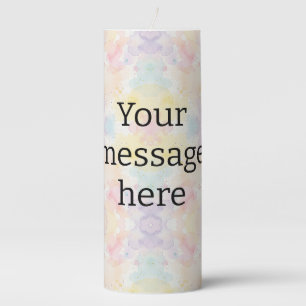 Your message here colorful rainbow pastel monogram pillar candle