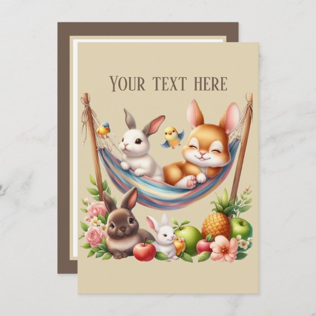 Your message here cute baby animals  note card (Front/Back)