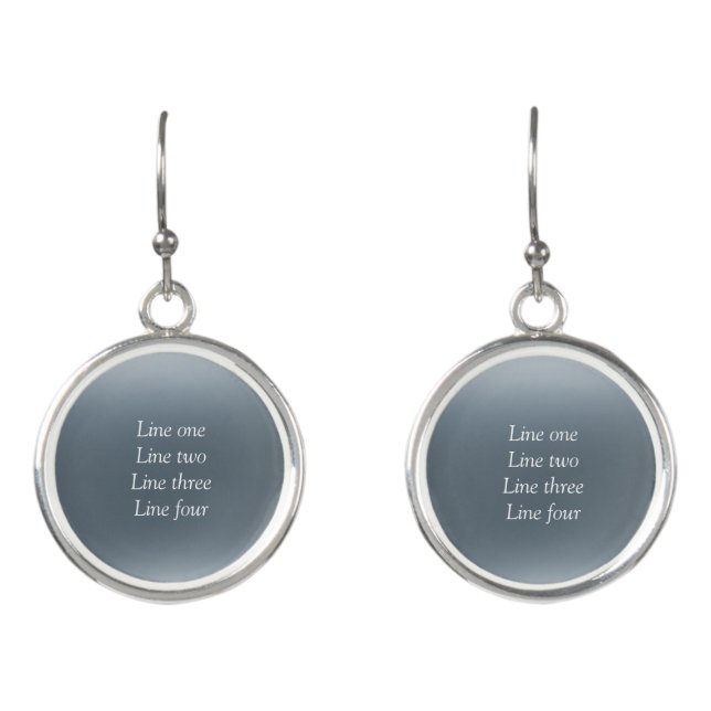 Your message here gray blue metallic background te earrings (Front)