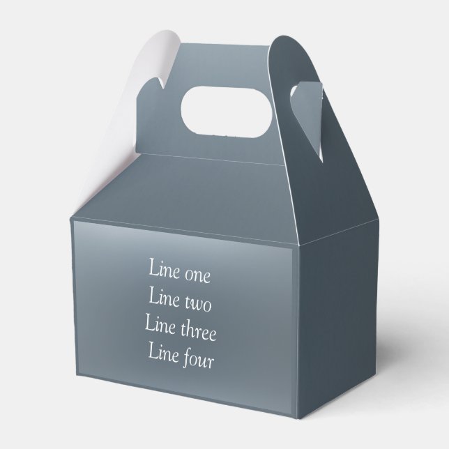 Your message here gray blue metallic background te favor boxes (Front Side)