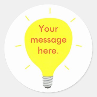 Your Message Here Yellow Light Bulb Stickers