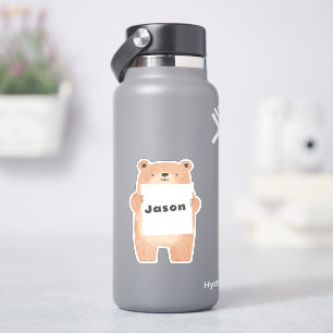 Your message or name cute Bear Holding Sign Sticker