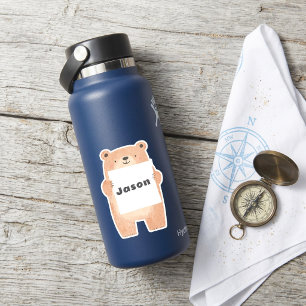 Your message or name cute Bear Holding Sign Sticker