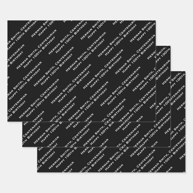 Your Message Pattern All-over Print - Black/White  Wrapping Paper Sheets (Set)