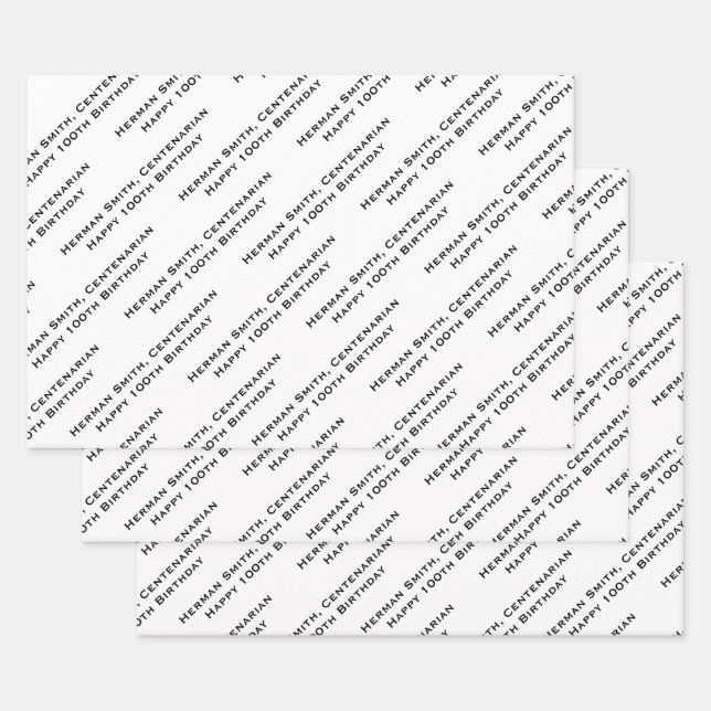 Your Message Pattern All-over Print - Black/White  Wrapping Paper Sheets (Set)