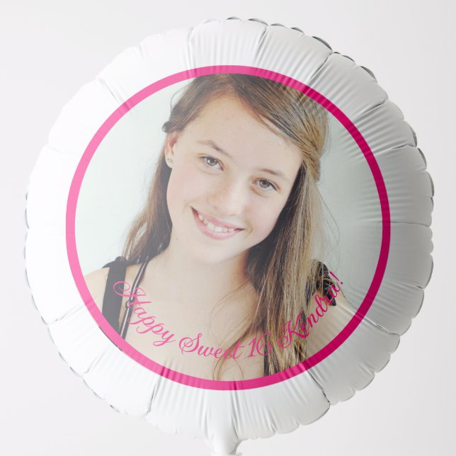 Your Message & Photo Happy Sweet 16 Balloon (Front)