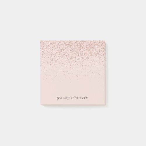 Your Message Rose Gold Glitter Post_it Notes
