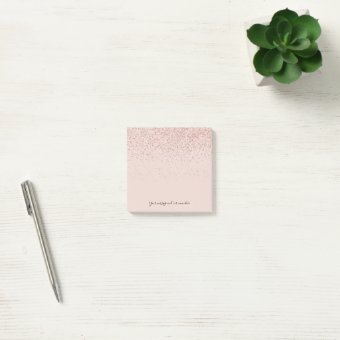 Your Message Rose Gold Glitter Post-it Notes | Zazzle
