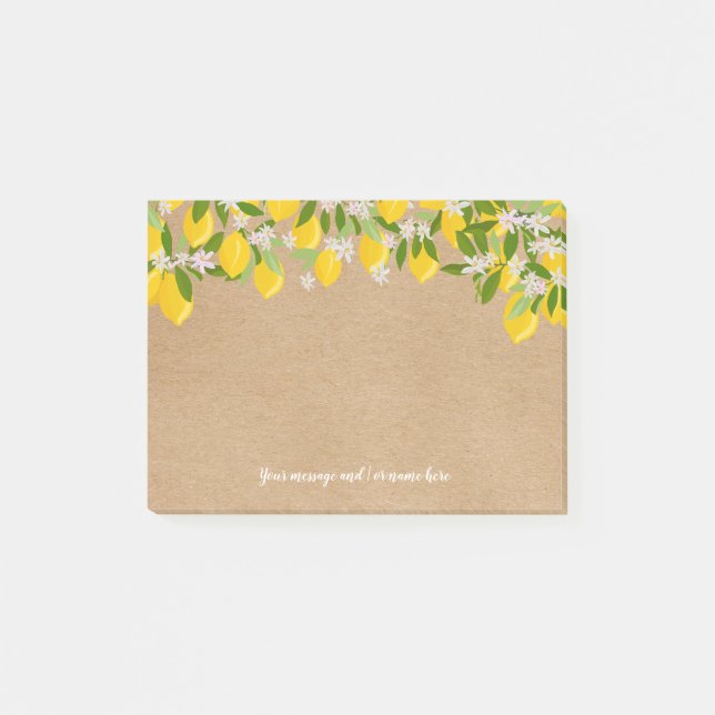 Your Message Rustic Lemon Greenery Post-it Notes (Front)