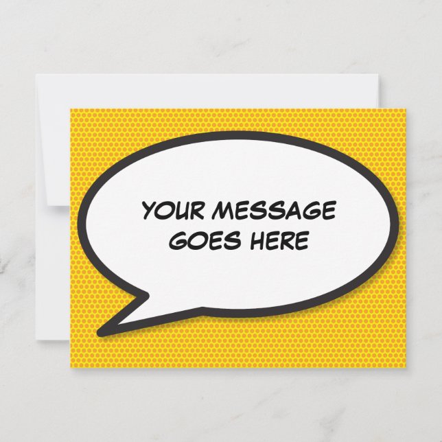 Your Message Speech Bubble Fun Comic Book Note Card (Front)