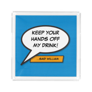 Your Message Speech Bubble Fun Retro Comic Book Acrylic Tray