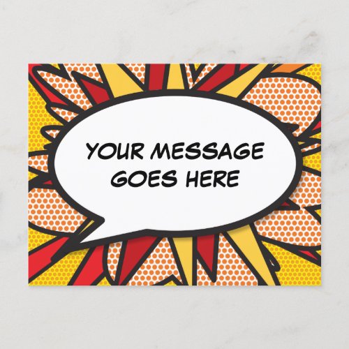Your Message Speech Bubble Fun Retro Comic Book Announcement Postcard