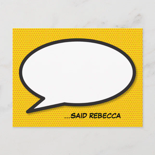 Your Message Speech Bubble Fun Retro Comic Book Announcement Postcard ...