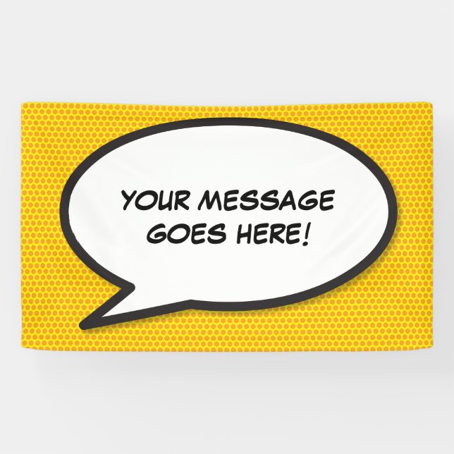 Your Message Speech Bubble Fun Retro Comic Book Banner (Horizontal)