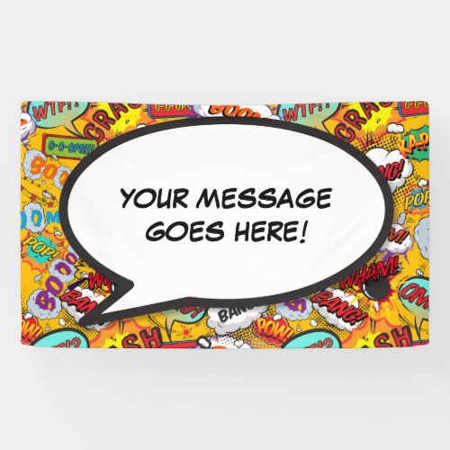 Your Message Speech Bubble Fun Retro Comic Book Banner