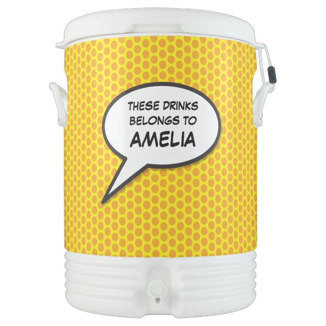Your Message Speech Bubble Fun Retro Comic Book Beverage Cooler (Front)