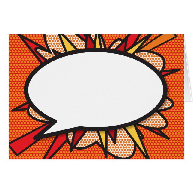 Your Message Speech Bubble Fun Retro Comic Book Cards (Front Horizontal)