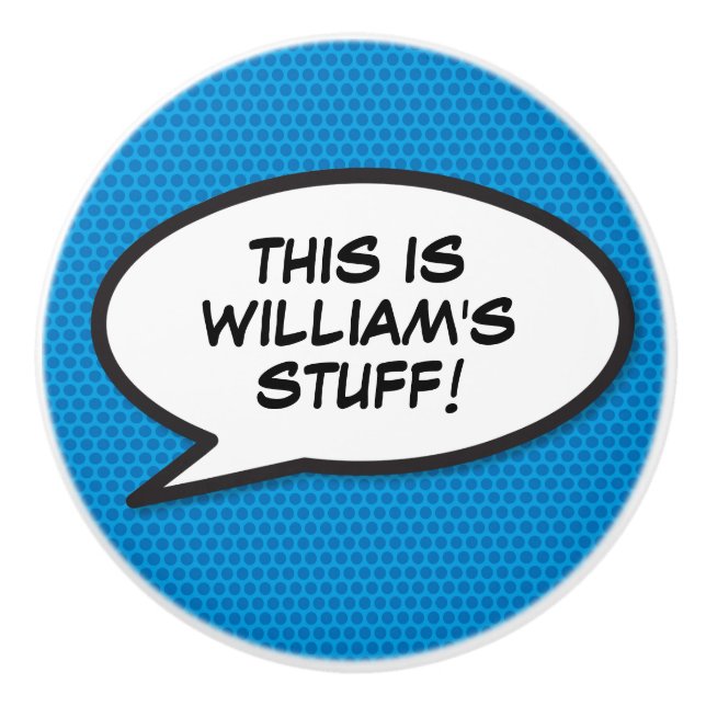 Your Message Speech Bubble Fun Retro Comic Book Ceramic Knob (Front)