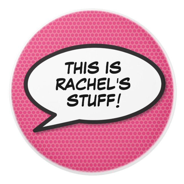 Your Message Speech Bubble Fun Retro Comic Book Ceramic Knob (Front)