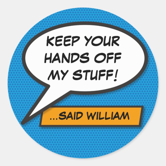 Your Message Speech Bubble Fun Retro Comic Book Classic Round Sticker (Front)