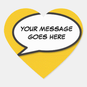Your Message Speech Bubble Fun Retro Comic Book Heart Sticker
