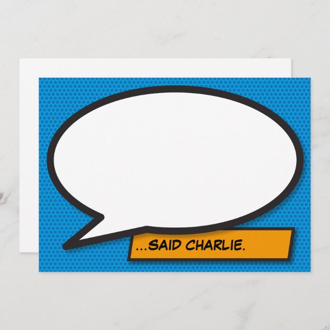 Your Message Speech Bubble Fun Retro Comic Book Invitation (Front/Back)