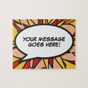 Your Message Speech Bubble Fun Retro Comic Book Jigsaw Puzzle