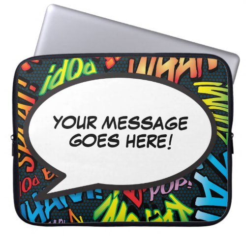 Your Message Speech Bubble Fun Retro Comic Book Laptop Sleeve