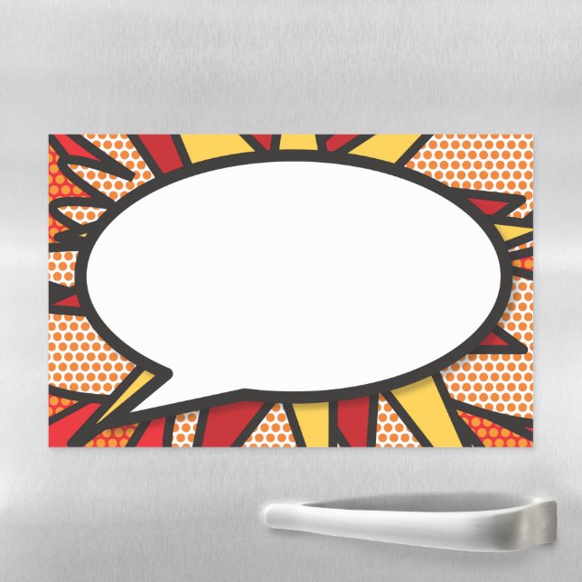 Your Message Speech Bubble Fun Retro Comic Book Magnetic Dry Erase Sheet (In Situ)