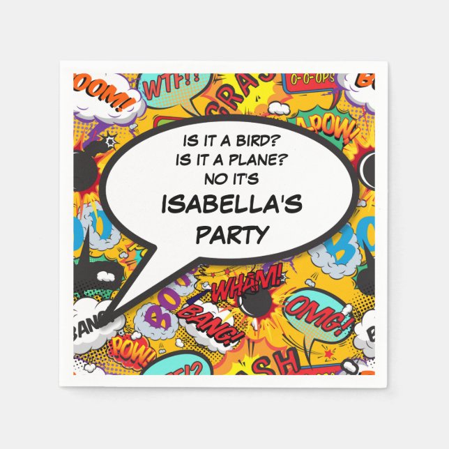 Your Message Speech Bubble Fun Retro Comic Book Napkins (Front)