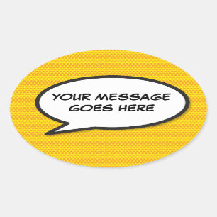 Your Message Speech Bubble Fun Retro Comic Book Oval Sticker